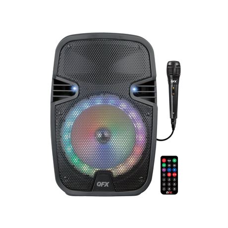 QFX 8" Portable Bluetooth Party Speaker, Bonus Microphone, Battery Powered ,
