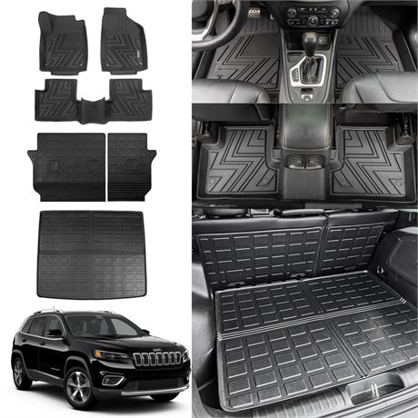 Rongtaod Floor Mats Compatible with 2019-2023 Jeep Cherokee Cargo Mat Trunk Mat