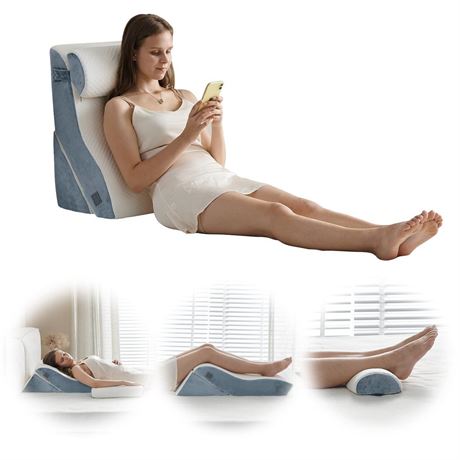 Qirroboni 3PCS Orthopedic Bed Wedge Pillow Set, Adjustable Pillows for Neck,