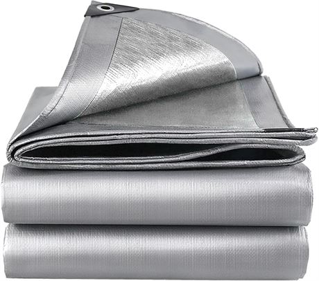 20'x30' Heavy-Duty Tarp, 16 Mil Thick Cover Durable Waterproof Plastic Tarpaulin