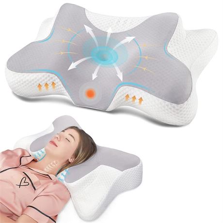 DONAMA Cervical Pillow for Bed Sleeping, Memory Foam Contour Neck Pillows with