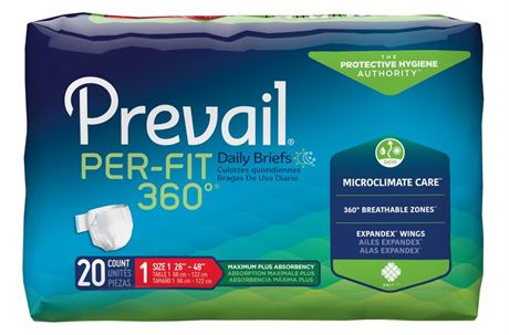 Prevail Per-Fit 360 Daily Incontinence Briefs, Unisex Adult Incontinence Briefs