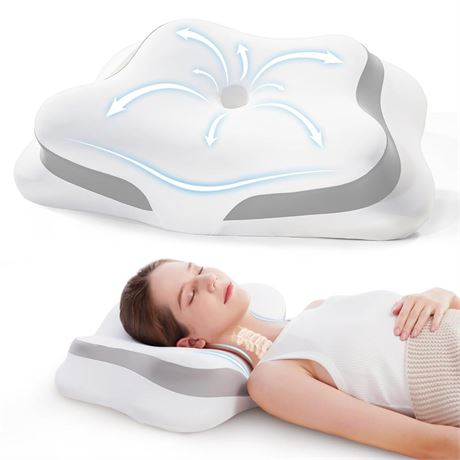 Cervical Neck Pillow, Pillow for Neck Pain Relief, Cooling Contour Memory Foam