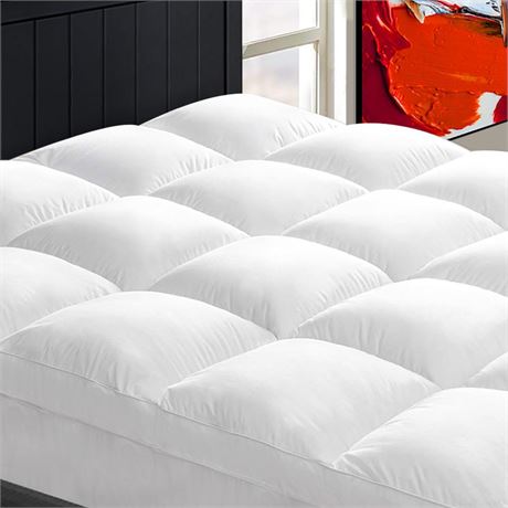 Mattress Topper Queen for Back Pain, Extra Thick Mattress Pad Cover, Plush