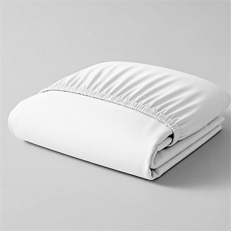 Color Sense 100% Cotton Percale Single Fitted Bedsheet Cool & Crisp Full White