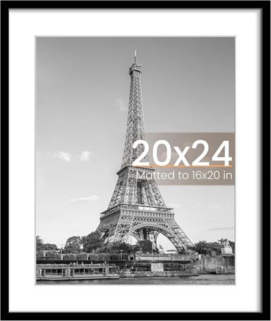 upsimples 20x24 Picture Frame, Display Pictures 16x20 with Mat or 20x24 Without