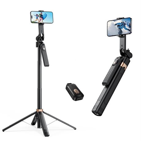 70" Auto Face Tracking Tripod, Extendable 360 Rotation Phone Tripod & Selfie