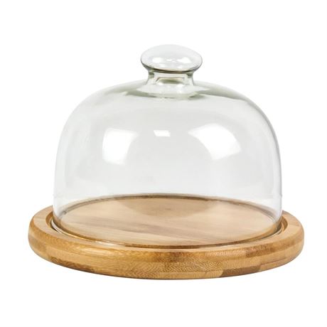Glass Dessert Dome with Base, Mini Decorative Cake Tray with Glass Dome Cover,