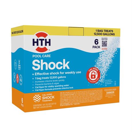 HTH Pool Care Chlorine Shock — Granules, 6 Pack (13.3 oz each) — Pool Shock