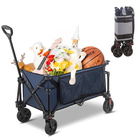 Collapsible Folding Wagon Cart, 220LBS Heavy Duty Foldable Utility Garden Cart