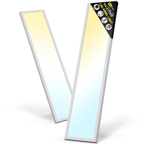 1x4 Led Flat Panel Light Surface Mount 2-Pack, 40W/4580LM, 5CCT