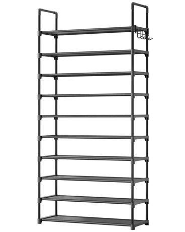 Kitsure Shoe Rack for Closet - 10-Tier Shoe Organizer with Hook Rack,