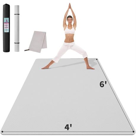 CAMBIVO Large Yoga Mat (6'x 4'), Extra Wide Workout Mat for Men and Women, Yoga