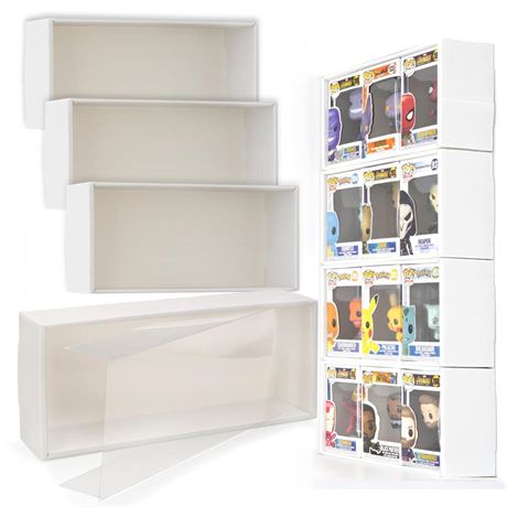 Display Case Compatible with Funko Pop Boxes, Stackable 4 Single Row, with