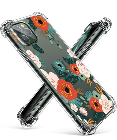 GVIEWIN Compatible with iPhone 11 Pro Case, Clear Flower Design Soft & Flexible