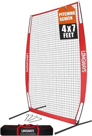 Portable Baseball Softball Pitching Screen, 4x7FT Pitcher Protection Net with