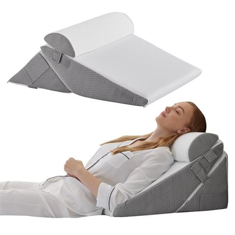 3Pcs Orthopedic Bed Wedge Pillow Set, Foam Wedge Pillow Post Surgery for Back,