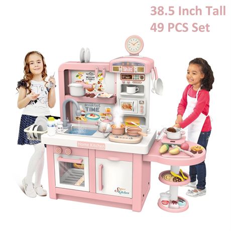 BalanceFrom Kitchen Playset Pretend Food, Interactive Playset with Lights and