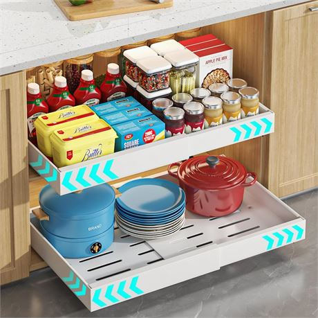 Pull Out Cabinet Organizer, 1PC 21" Deep Expandable (12.2"-20") Heavy Duty Pull