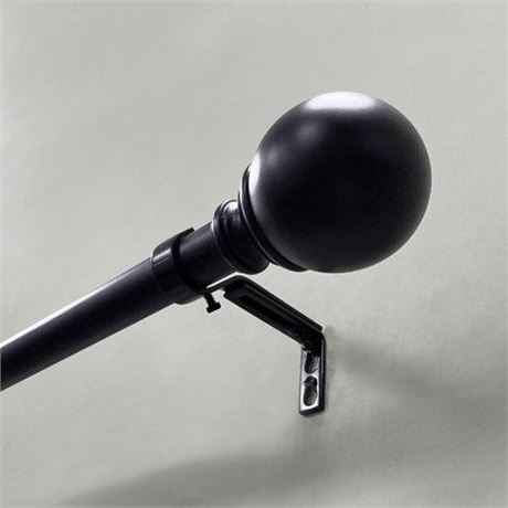 Better Homes & Gardens 1” Metal Ball Single Curtain Rod  Matte Black  42-120”