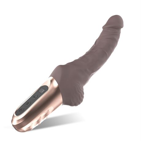 Realistic Thrusting Vibrator 9.8 Inch, Silicone Dildo with 9 Thrust 9 Vibration