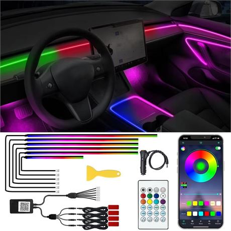 Acrylic Interior Car LED Lights with Remote and Wireless APP 10 in 1,Ambient