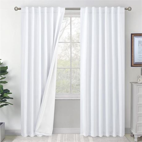 BGment White Blackout Curtains for Bedroom 108 Inch Length 2 Panels, Thermal