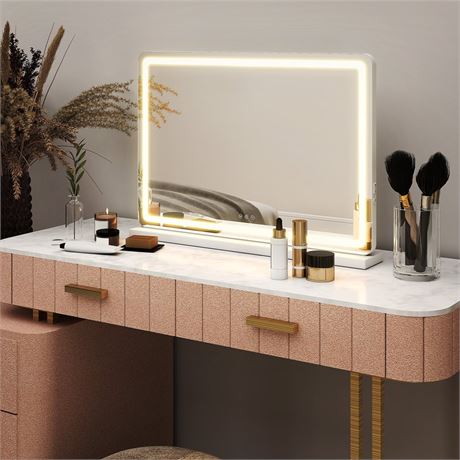 Gianna 19"x22" LED Vanity Mirror with Lights, Dimmable 3-Color Modes, Touch