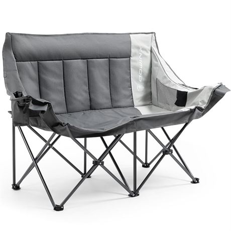 Dowinx Double Camping Chair Portable Folding Outdoor Loveseat with Side