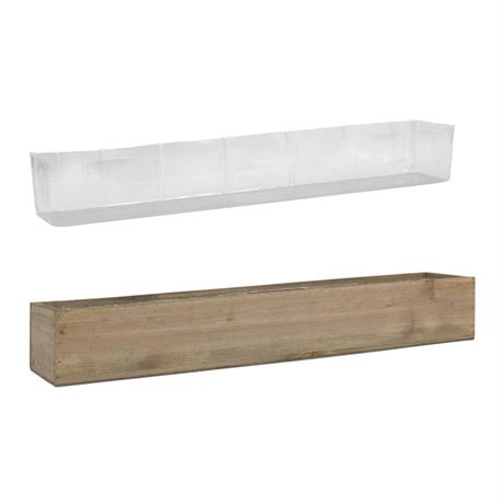 CYS EXCEL Rectangle Wood Planter Box with Removable Plastic Liner (H:4"