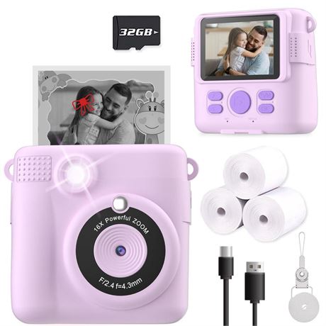 Instant Print Camera for Kids, Christmas Birthday Gifts for Girls Boys, HD