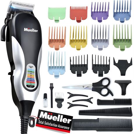 Mueller Ultragroom Hair Clipper and Trimmer, Pro Colored Haircutting Kit, for
