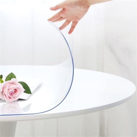 42 Inch Round Clear Plastic Table Protector for Dining Room Table PVC