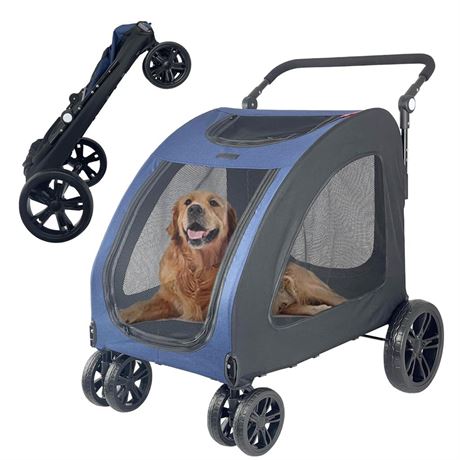 Foldable Pet Jogger Stroller for Large Dogs up to 110 lbs, Universal Wheel Dog