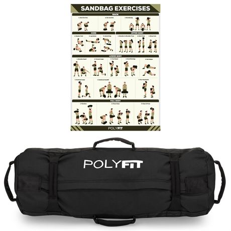 Polyfit Classic Sandbag - Heavy Duty Workout Sandbag for Fitness with 8