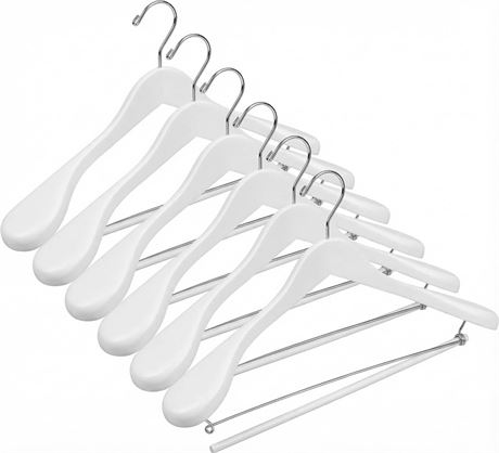 DEILSY™ White Suit Hangers for Men with Non-Slip Pants Bar & 360° Swivel Hook -