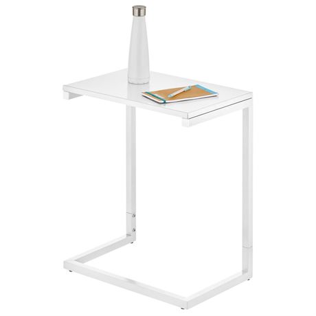 mDesign Modern Minimalistic Metal Accent Desk and Tray Furniture Unit - White