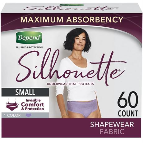 Depend Silhouette Adult Incontinence and Postpartum Underwear for Women, Small,