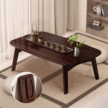 Japanese Floor Table Folding Bamboo Wood Coffee Table,Tatami Table for Sitting