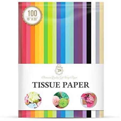 Tissue Paper for Gift Wrapping (100 Sheets) 20 Assorted Colors  Gift Bags