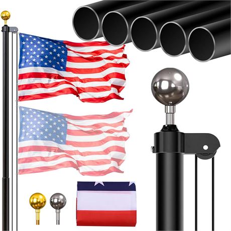 Flag Pole for Outside in Ground, 20FT Sectional Extra Thick Flagpole Kit, Heavy