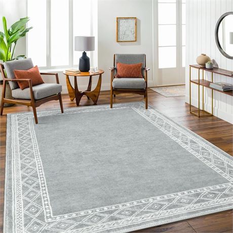 Lahome Modern Bordered 8x10 Area Rugs, Non-Slip Washable Rugs for Living Room,