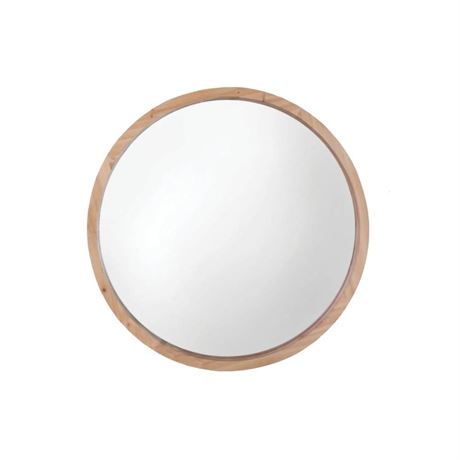 Mirrorize - Grand Miroir Mural Rond - 30" X 30" - Brun Bois Clair | Staples