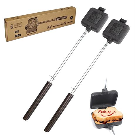 Cast Iron Camp Pie Cooker, Campfire Sandwich Maker (Pack of 2)