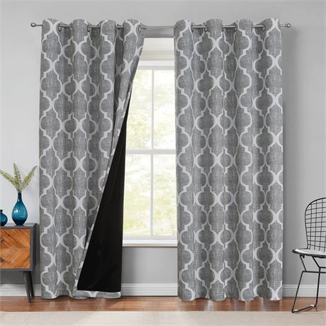 Beauoop 100% Blackout Curtains 84 Inches Long for Bedroom Living Room Grey