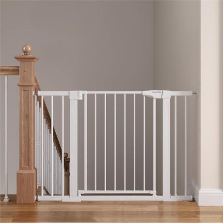 Baby Gate for Stairs, 29.6"-46" Pressure Mounted Pet Gate with Walk Through