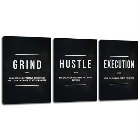 Motivational Office Wall Decor Inspirational Success Canvas Wall Art Hustle