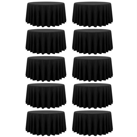 10 Pack Black Round Tablecloth 120 Inch Tablecloths,Stain and Wrinkle Resistant