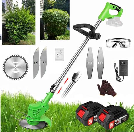 Cordless Weed Wacker, Cordless Weed Wacker, 21V Electric Grass Cutter with 3