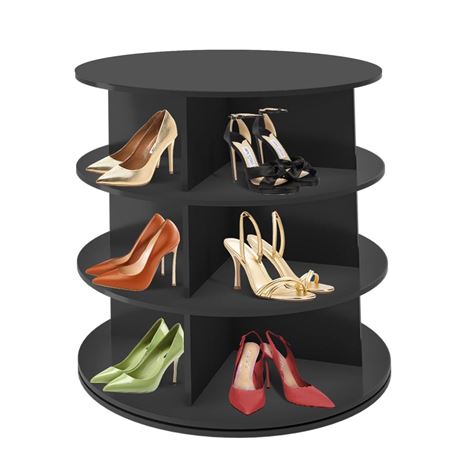 Rotating Shoe Rack Tower, 360° Revolving Round Free Standing Shoe Organizer,